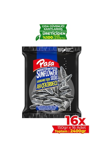 Kavrulmuş Tuzlu Siyah Ay Çekirdeği 150 Gr X 16 Adet 2400 Gr