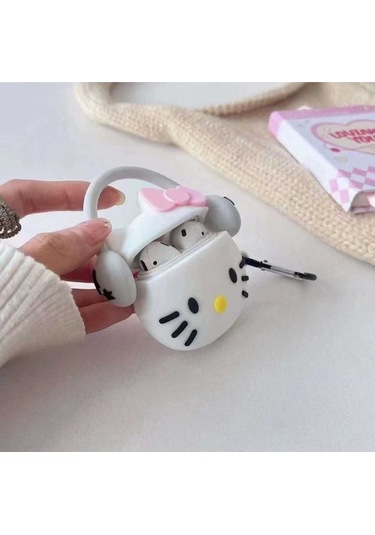 Iphone 1/2. Nesil Uyumlu Koruyucu Bluetooth Kulaklık Kılıfı Figürlü Hello Kitty Airpods 1/2. Nesil