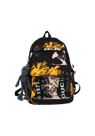 Moveevo Öğrenci İçin Geniş Kapasiteli Nilon Sırt Çantası - Sarı Renk Ve Askı Eşliği Sarı