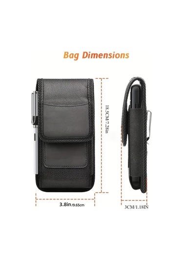 Fochsia İphone 15 İçin Siyah Evrensel Dikey Telefon Bel Klipsi Kılıfı Kart Yuvası 5.5-6.9 İnç