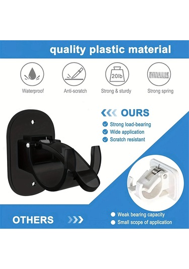 Adet Perde Çubuğu Braketi Delme Gerektirmeyen Perde Çubuğu Tutucuları, B Şeffaf