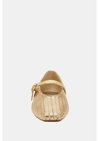 Katy Perry The Evie Marry Jane Woven Kadın Altın Hasır Örgü Babet Altın
