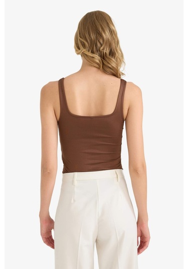 Defacto Kare Yaka Çıtçıtlı Body F9773ax25hsbn316 Kahve