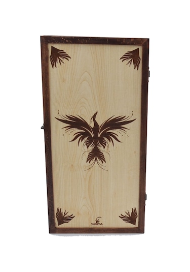 Simya Figür Anka Kuşu Tavla (Akça Kaplama)