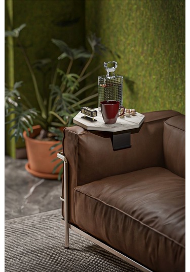 Yan Sehpa Ayarlanabilir Tepsi Dekoratif Modern Tepsi Sekizgen Efes