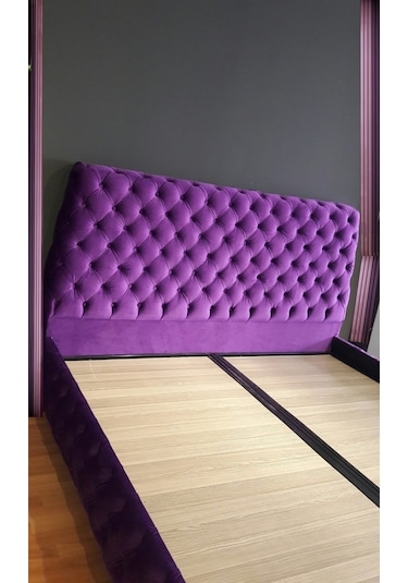 Nivabaza Çift Kişilik Sandıklı Baza Başlık Chester Purple Tüm Renklerde