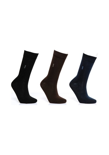 Erkek 12 Çift Pamuklu Küçük Arma Desen Asortili Çorap Soket Siyah