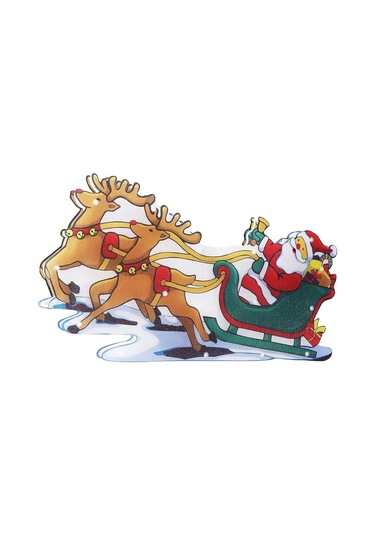 3d Noel Baba Ve Geyikli Duvar Işığı, Fişli Ağaç Süsü, Günışığı Renkli Yılbaşı Noel Ev Dekoru Süsleme Gün Işığı - Sarı