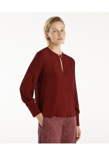 Yargıcı Yaka Detaylı Bluz Bordo