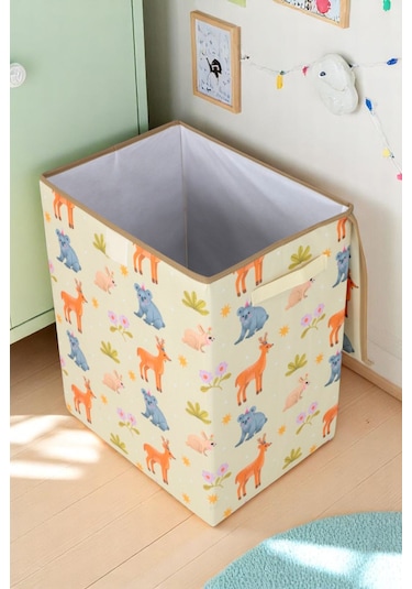 İronika Animals Dolap İçi Organizer Oyuncak Kutusu Eşya Çamaşır Saklama Sepeti Düzenleyici Kutu 2li Set Sarı