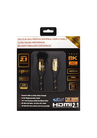 Gplus 8k60 5 Metre 48 Gbps Hdcp Dhdr Earc Hdmı 2.1 8k 26 Awg Kablo