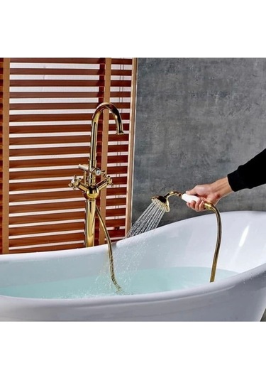 İsaoğlu Yapı Küvet Bataryası Gold Küvet Armatürü Premium Batarya Jakuzi Küvet Uyumlu Yerden Gold