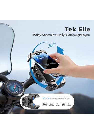 Holdy Motosiklet Telefon Tutucu Bisiklet Atv Scooter Bağlantılı