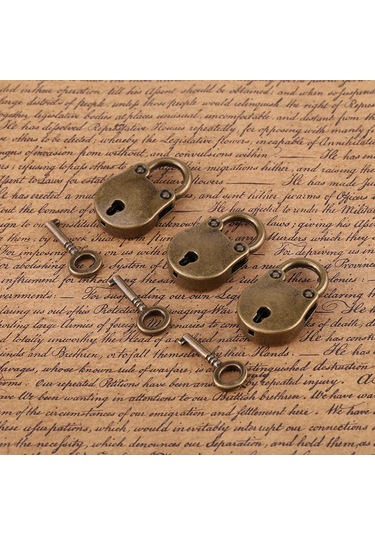 Konesam Klasik Züccaciye Ayna Kilitleri - Ayı Desenli 3'lü Set 3 Anahtar + 3 Kilit Yeşil Antik Bronz Rengi