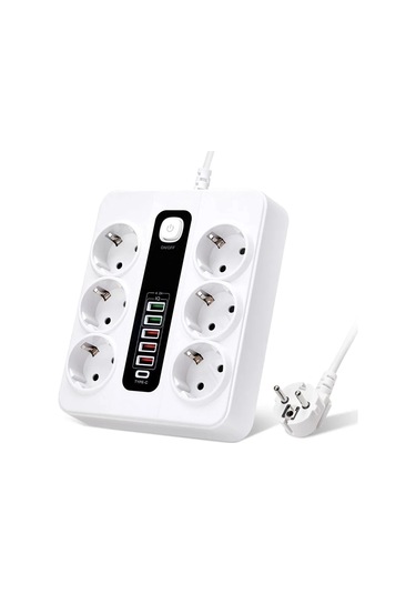 Hp-h04 3000w 10amper 6 Lı 2metre Uzatma Kablolu Çoklu Termal Akım Priz Belirtilmemiş