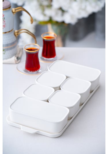 Acar Pure White Porselen Kapaklı Kahvaltılık 6'lı Beyaz