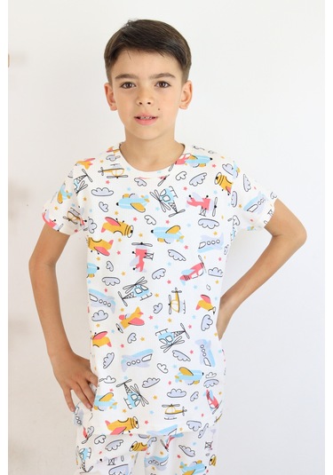 Harika Kids Erkek Çocuk Baskılı Pamuklu Penye Kumaş Pijama Takımı 001
