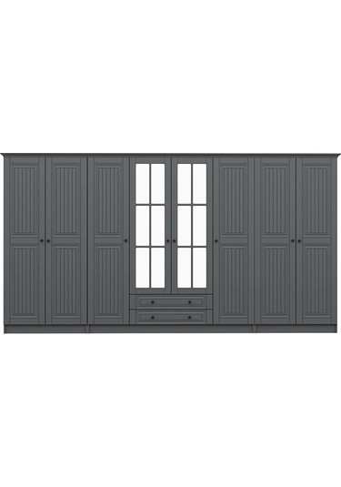 Kale 8 Kapaklı 2ç Taçlı Dolap Mebran İlkbahar Antrasit 210cm Antrasit