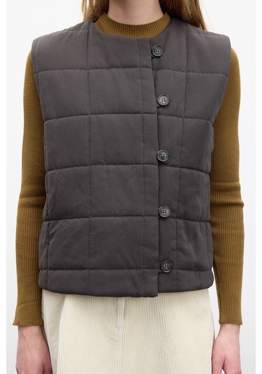 Kapitone Kısa Fit Yelek Antrasit Antrasit