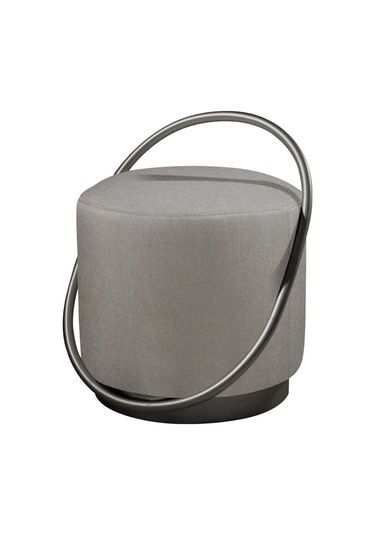 Loop Serisi Puf, Metal Halkalı Puf, Makyaj Oturağı ,puf Bench Montajsız Oturak Siyah Metal Ayaklı Antrasit