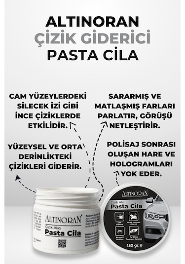 Altınoran Komple Araç Yenileme Seti - Çizik Giderici Pasta Cila, Ultra Hızlı Cila, Torpido Parlatıcı