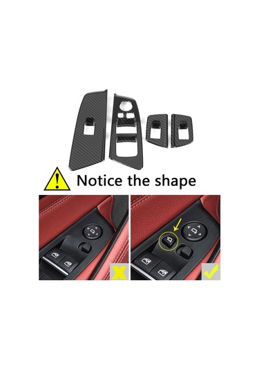 Geeroyoo Bmw 5 Serisi G30 2017-2018 Pencere Kaldırma Anahtarı Koruyucu Dekor Paneli - Karbon Desenli 4'lü Set - Abs Malzeme - İç Dekor Ve Korumalı