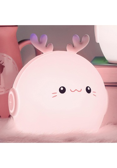 Suntek Silikon Kreş Gece Lambası Kısılabilir Renk Değiştirme Geyik Eklentisi Çok Renkli