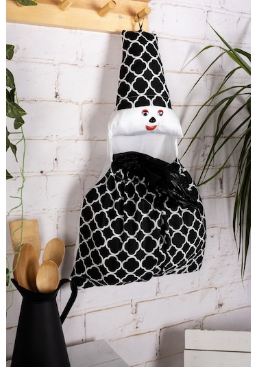 Çok Amaçlı Lastikli Poşetlik , Poşetler Için Sevimli Dekoratif Düzenleyici Mutfak Aksesuarı & Siyah