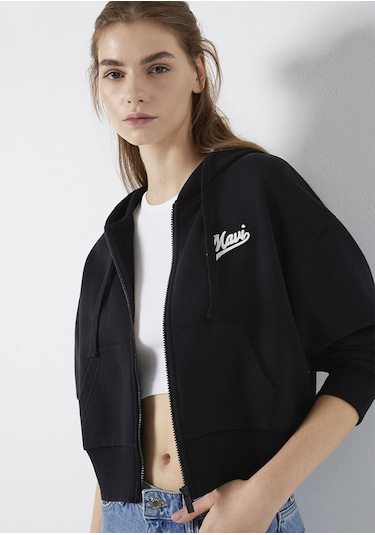 Mavi - Mavi Logo Baskılı Kapüşonlu Siyah Sweatshirt 1s10486-900 Siyah