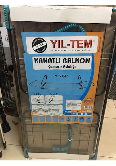 Kanatlı Balkon Çamaşır Kurutmalık Çamaşır Askılığı Siyah