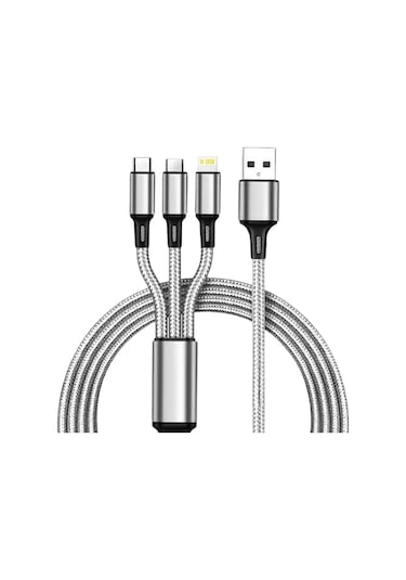 T-Max S26 3in1 Hasır Örgü Usb 1.2 MT Şarj Kablosu