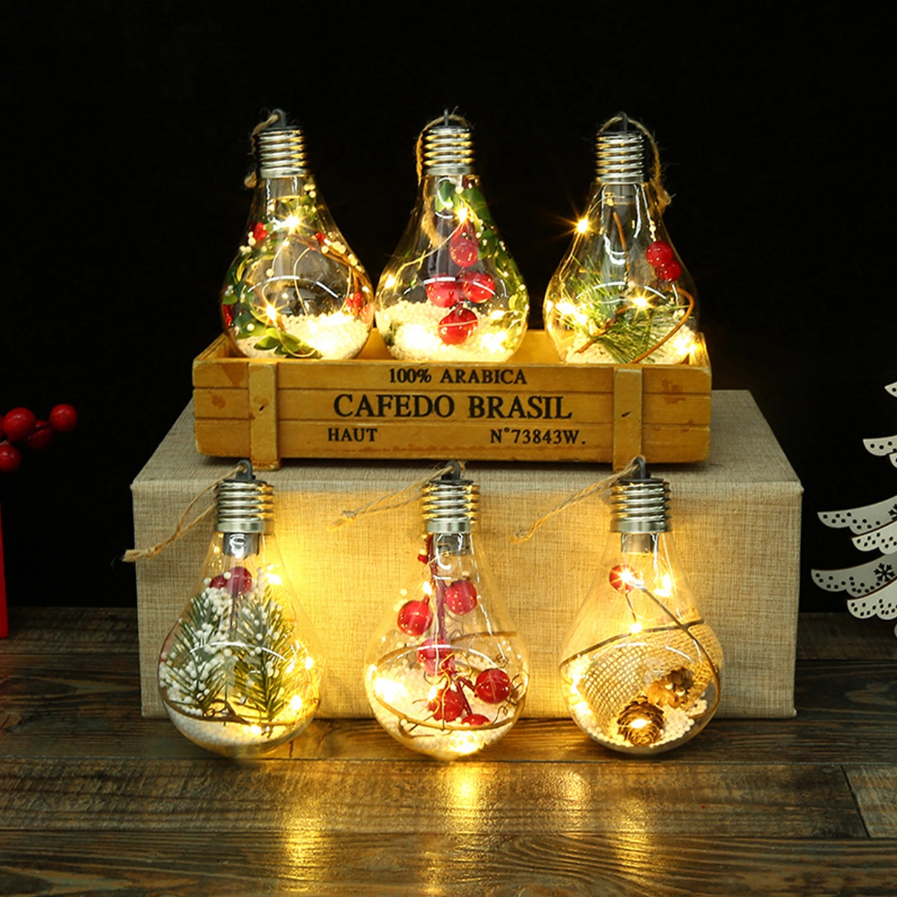 Youmex Led Işıklı Şeffaf Noel Topu, Pet Malzeme Noel Ağacı Süsü, Ev-ofis Dekorasyonu,  Seçeneği