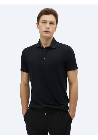 Siyah Düz Polo Yaka T-shirt Siyah
