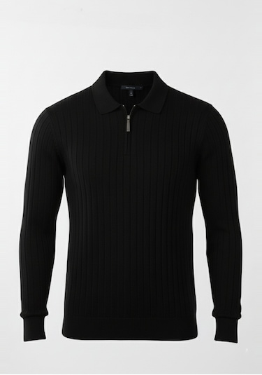 Deepsea Erkek Siyah Slim Fit Polo Yaka Triko Kazak - Yumuşak Dokulu Esnek Ve Şık Görünüm 2605305 Siyah