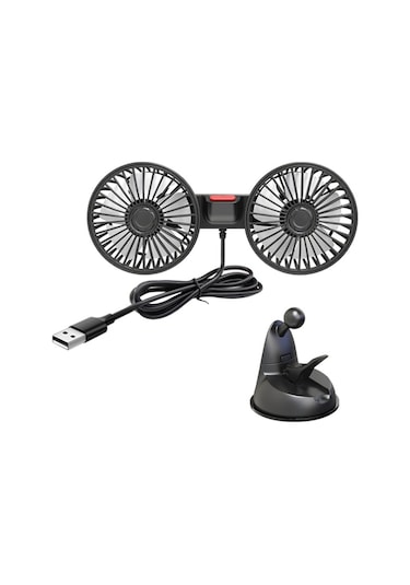 F4206 3 Vites Ayarlanabilir Enayi Araba Fanı 360 Derece Dönebilen Çift Kafa Hava Fanı