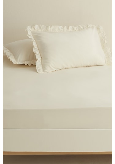 Karaca Home Basic %100 Pamuk Tek Kişilik Düz Çarşaf Ekru