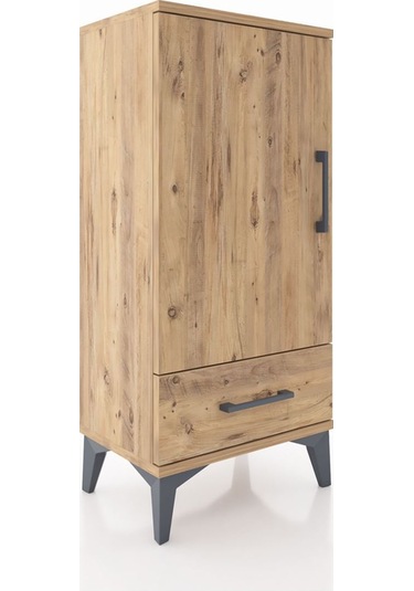 Arges Komodin 3 Raflı Tek Çekmeceli Tek Kapaklı 44x30x96 Çam-çam Atlas Çam