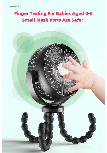 Mini Taşınabilir Arabası Fan, 3 Hız Şarj Edilebilir, 360 Esnek Tripod Döndürün Pink