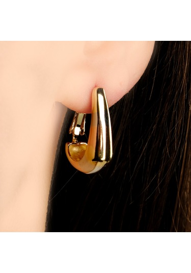 Lekka Design Üç Renk Geçişli Oval Halka Kadın Kararmaz Lüks Küpe Çok Renkli