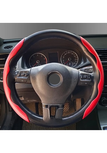 7 Renk Karbon Fiber Direksiyon Kapağı Bölümlü Koruma Anti Kayma Red Kırmızı