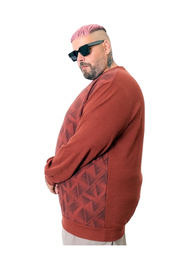 Mode Xl Erkek Bisiklet Sweatshirt Selanik U25819 Koyu Bordo