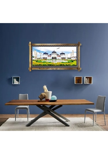 Es10 Es10 Beyaz Camii Modern Kanvas Rustik Tablo