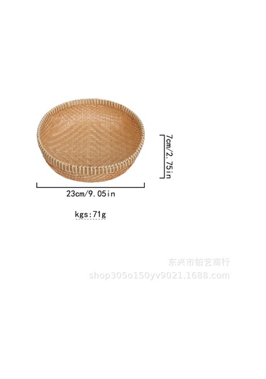 Bambu Sepeti Meyve Ve Sebze Depolama Sepeti Faraş Bambu El Yapımı Ürünler Yuvarlak Delikli Dokuma Sepet Beyaz - Kahverengi