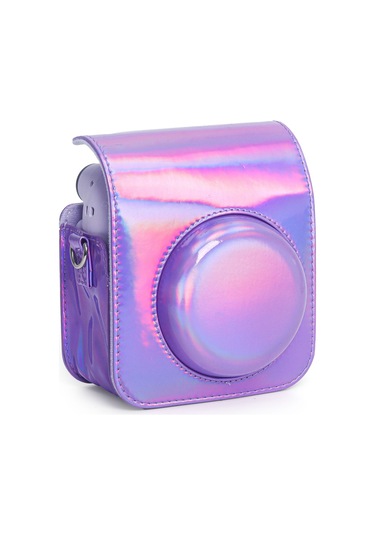 Instax Mini 12 Makine Uyumlu Lila Parlak Deri Kılıf