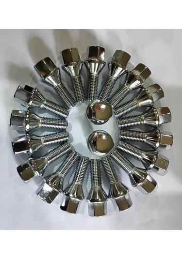 Bijon M12x1.5 Kafa Aa 17mm Dişboyu 28mm Krom Kaplama, Takım 20ad