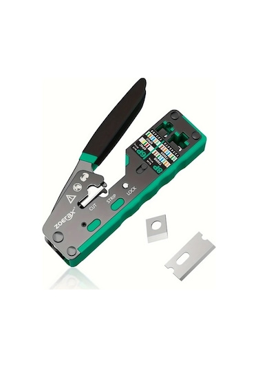 Xuweiwei Zoerax Yeşil Rj45 Ethernet Sıkma Aracı Metal Saplı Ağ Kablosu Soyucu Kesici Rj11 Rj12 Rj45 Konnektörler İçin