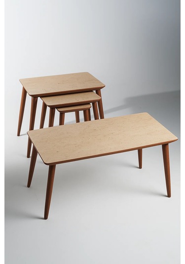 İstanbul Orta Sehpa Ve 3'lü Zigon Sehpa Seti Traverten