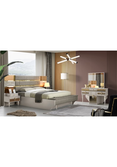 Marsilya Bazalı Karyola Ve Başucu-bench'li +2 Adet Komodin 160 x 200 CM