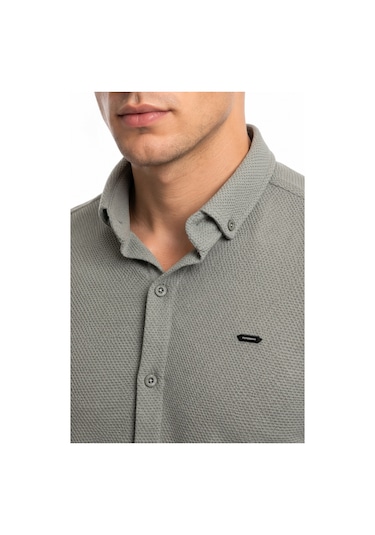 Foterman Erkek Spor Slim Fitt Uzun Kol Gömlek Bgl-st05439 Yeşil