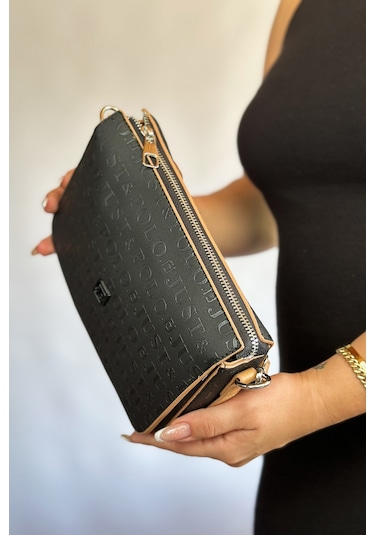 Jps-orta Boy Spor Model Çok Bölmeli 2 Asklı Kadın Çapraz Omuz Çantası 4036 - Siyah Taba Kombin Siyah - Taba